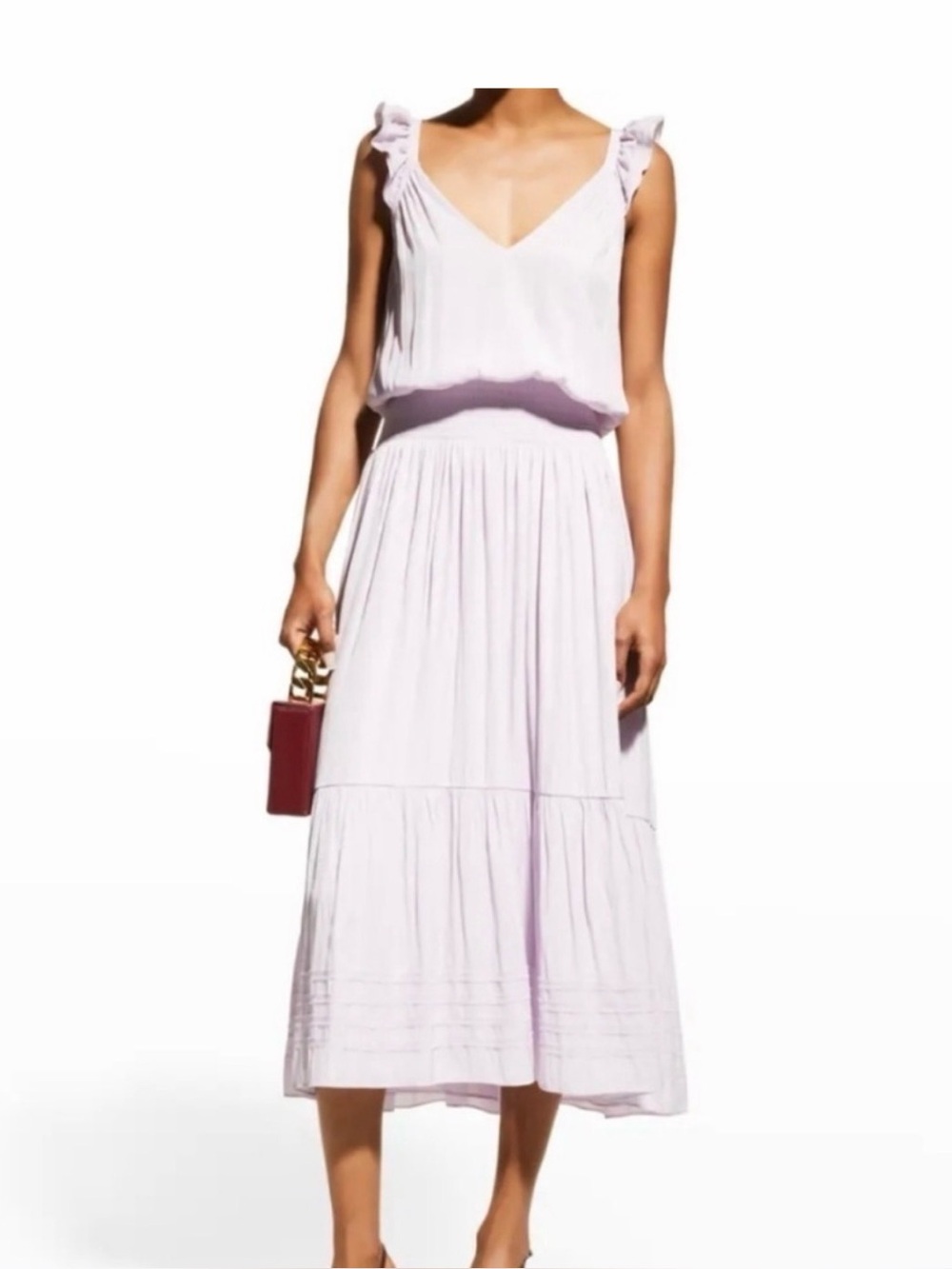 Ramy Brook Lavender Ruffle-Shoulder Maxi Dress